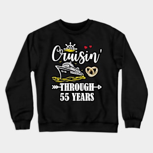 Cruising Through 55 Years Family 55th Anniversary Cruise Couple Crewneck Sweatshirt